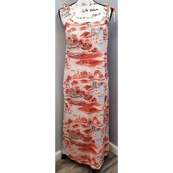 Intimates Island Dress Womens Medium Multi Tie Shoulder Straps High Thigh Slit - Picture 1 of 6